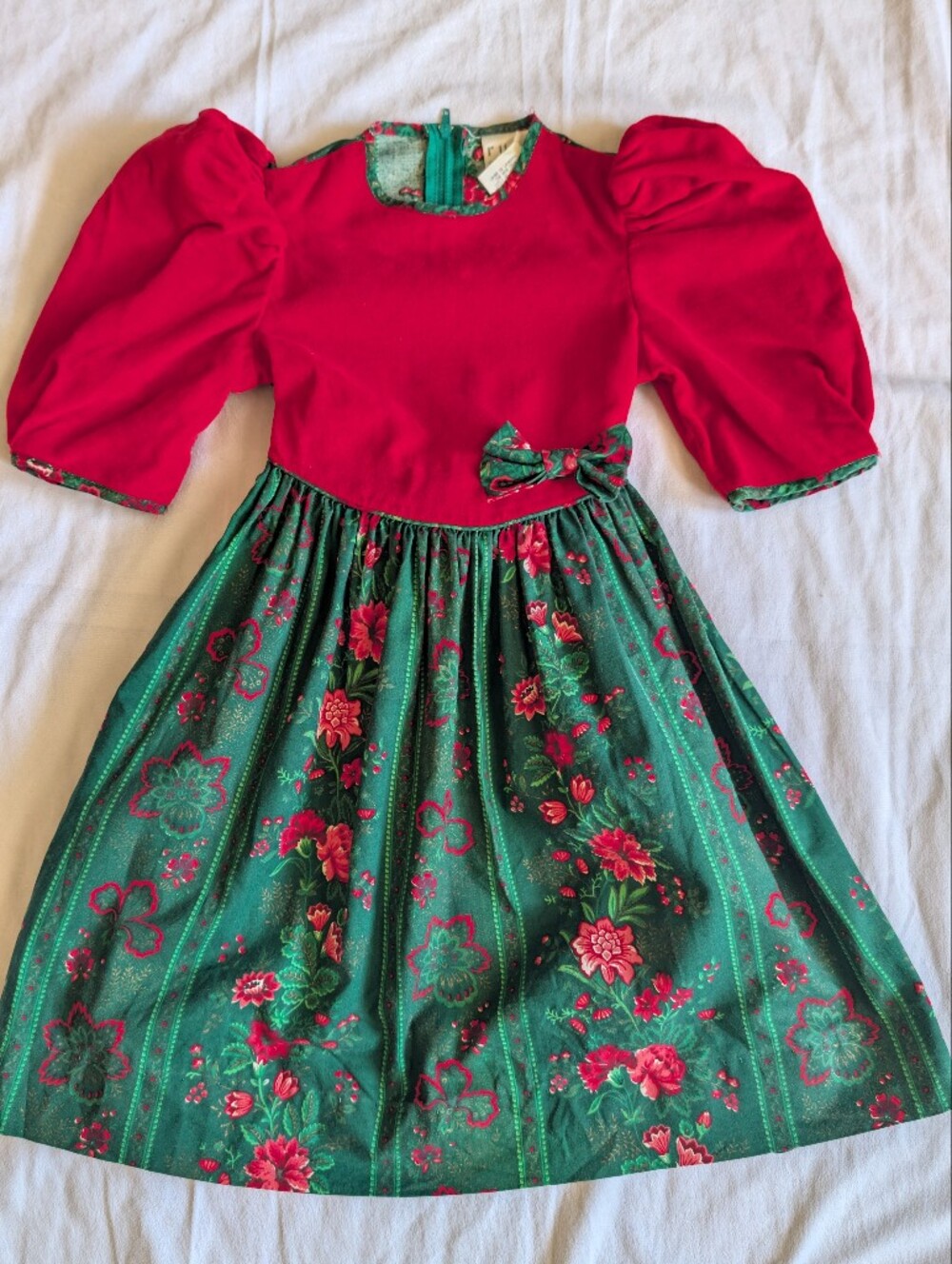 Vintage Ruth Carolina Girls Traditional Holiday puff sleeve dress sz 4(Vintage)